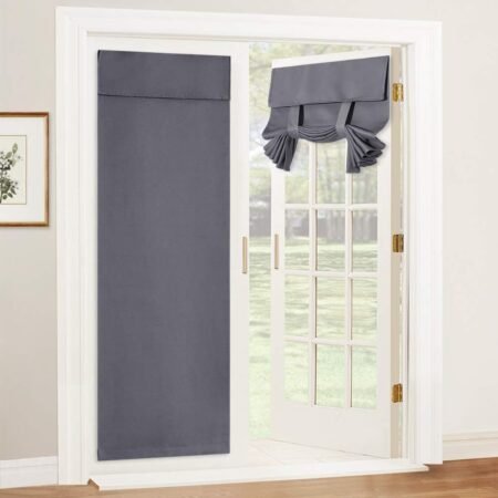 Blackout French door curtain, self adhesive no drill, privacy thermal insulated, single panel.
