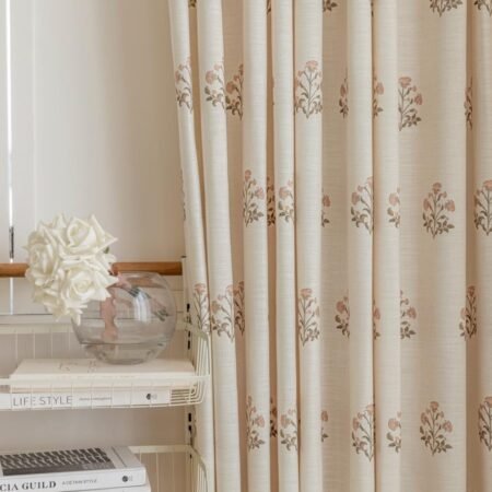 Floral Print Pleated Curtains, Double Sheet Set; Modern Minimalist Decorative Window Treatments