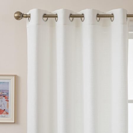 White soft-light curtains, double-panel. Simple, sheer floor-to-ceiling window coverings