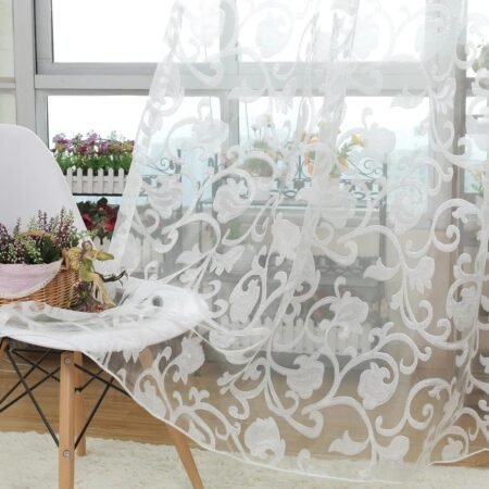 White Jacquard Organza Sheer Curtain