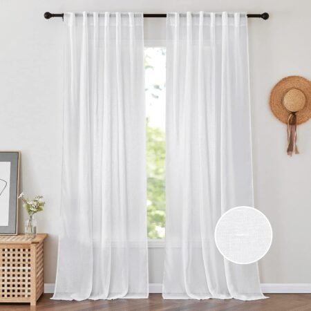 Floor-length sheer double-panel curtains, simple and translucent home decor window treatment