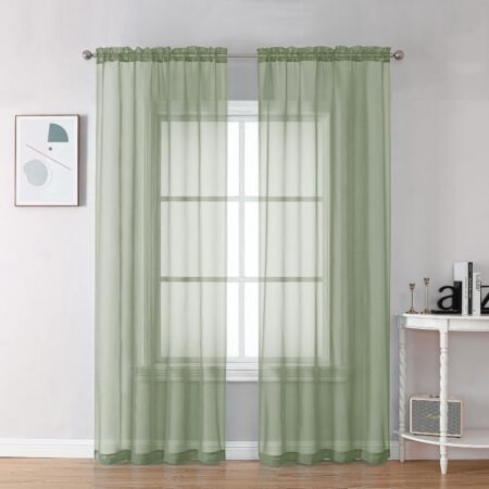 Sheer curtains, lightweight, rod pocket, set of 2.