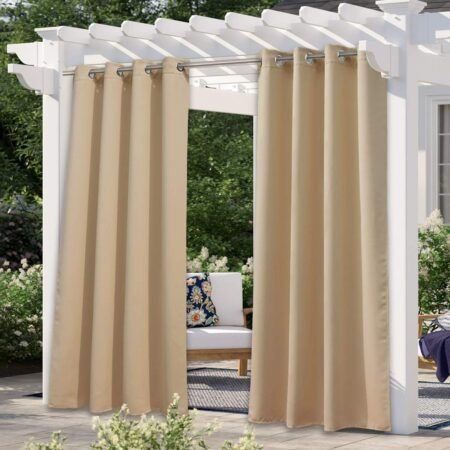 Outdoor waterproof curtains, blackout gazebo curtain, UV protection, privacy, single panel.