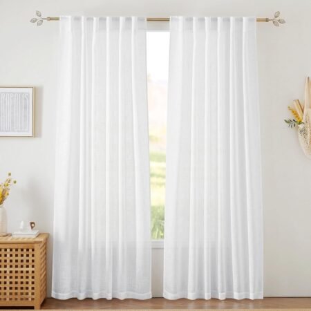 White sheer sheer curtains, double-panel, simple, soft-light window decoration.