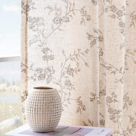 Floral print decorative double-panel curtains, French pastoral style window treatment