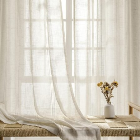 Striped sheer double-panel curtains, translucent and soft-light decorative curtains
