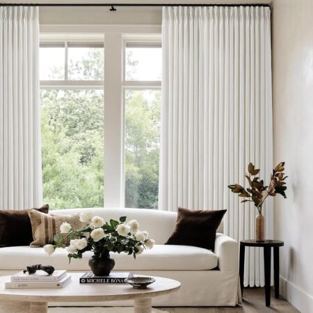 Extra-wide pleated blackout curtains, light and sheer decorative curtains for floor-to-ceiling windows