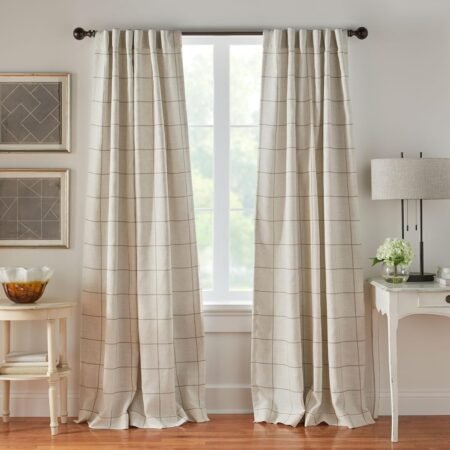 Plaid blackout curtains, single-panel, simple and classic home window decoration.
