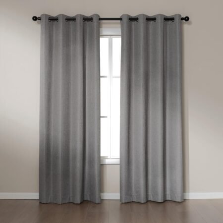 Double-panel gray blackout curtains, modern minimalist blackout window coverings