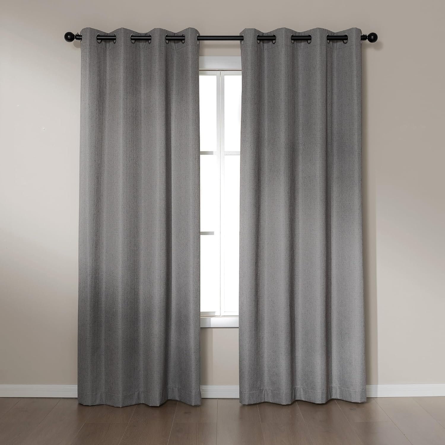 Double-panel gray blackout curtains, modern minimalist blackout window coverings