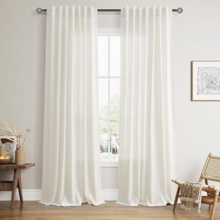 Double-panel cream-colored semi-sheer curtains, modern pastoral style window coverings