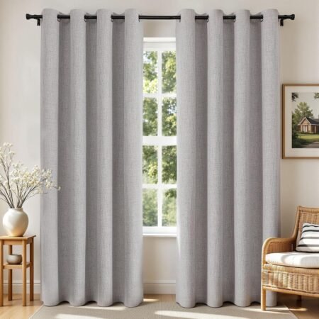 Blackout double-panel curtains, modern minimalist bedroom window treatment