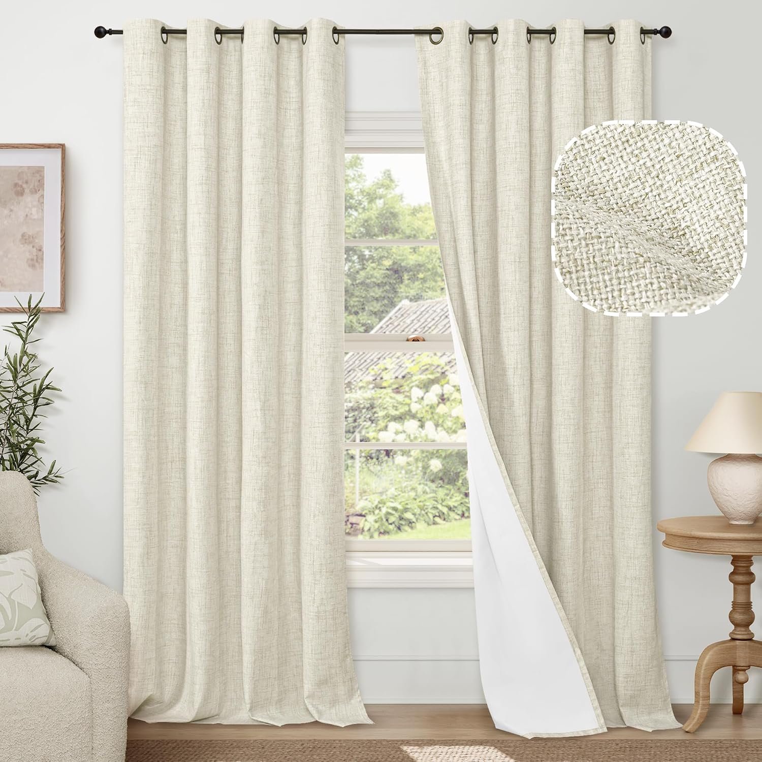 Creamy blackout double-panel curtains, warm and cozy home blackout curtains