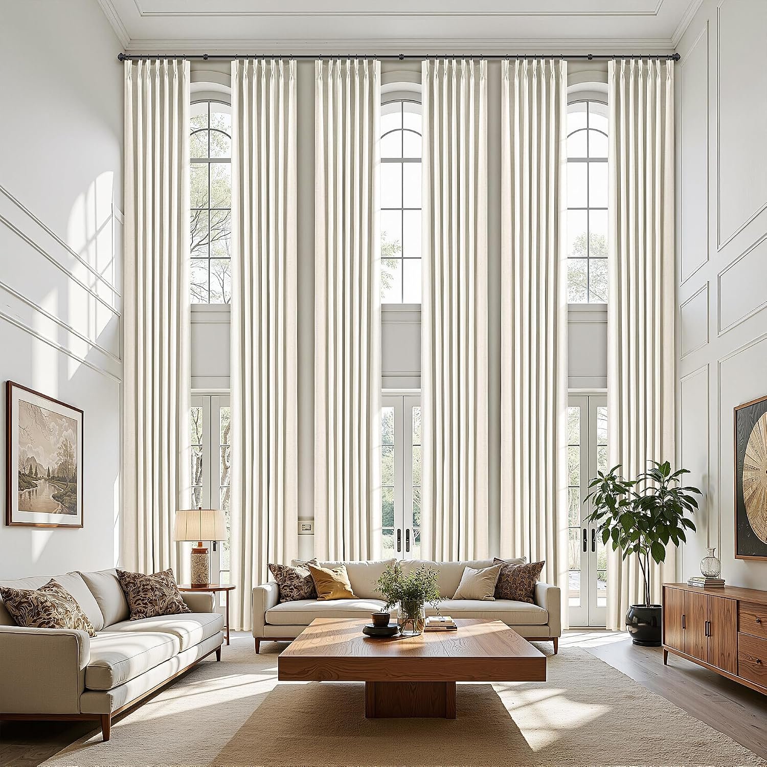 Extra Long Blackout Curtain Set; Blackout Decorative Curtains for High-Rise Spaces