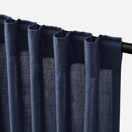 Light filtering semi sheer curtains, linen, back tab pocket, boho textured privacy drapes.