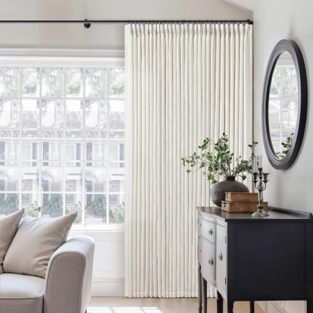 Shaped Three-Dimensional Pleated Cotton-Linen Semi-Sheer Curtain Two-Piece Set, Matching Hooks and Rings, Soft Light Fabric Curtain, Natural Texture Window Decoration for Living Room and Bedroom